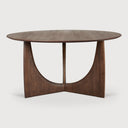 Teal Brown Round Geometric Dining Table