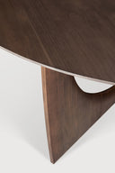 Teal Brown Round Geometric Dining Table