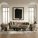 Arnaud - Modern Tan Fabric + Brown Oak Accent Chair