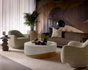 Romer Sofa - Brushed Gold - Nubuck Cocoa Leather by Matho Sun, view 2