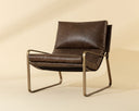 Antique Brass Carob Leather Lounge Chair Zancor by Matho Sun