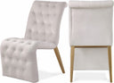 Curve Velvet Upholstered Dining Chair - Cream