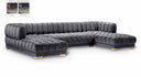 Gwen 143" Velvet Upholstered 3pc. Sectional - Grey