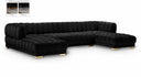 Gwen 143" Velvet Upholstered 3pc. Sectional - Black