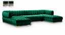 Gwen 143" Velvet Upholstered 3pc. Sectional - Green