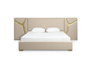 Aspen - Glam Beige Bonded Leather & Gold Bed