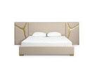 Moontide - Glam Beige Velvet and Brushed Brass Bed