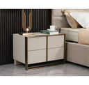 Cartier - Modern Beige Velvet + Brushed Brass 4-Piece Bedroom Set