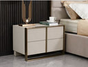 Cartier - Modern Beige Shagreen and Brushed Brass Nightstand