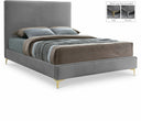 Geri Velvet Upholstered Bed - Grey