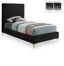 Geri Velvet Upholstered Twin Bed - Black