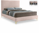 Geri Velvet Upholstered Bed - Pink