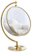Luna Acrylic And Faux Fur Upholstered Swing Bubble Accent Chair - White