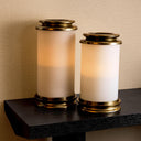 Cylindrical White Glass Hurricane L Carrington by Eichholtz, view 2