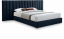 Pablo Velvet Upholstered Bed - Blue