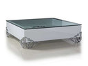 LS538 Emma Modern White Coffee Table w/ Glass Top