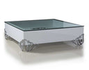 LS538 Emma Modern White Coffee Table w/ Glass Top