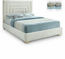 Nora Velvet Upholstered Bed - Cream