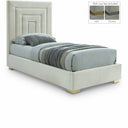 Nora Velvet Upholstered Twin Bed - Cream