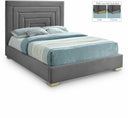 Nora Velvet Upholstered Bed - Grey