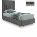 Nora Velvet Upholstered Twin Bed - Grey