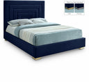 Nora Velvet Upholstered Bed - Blue