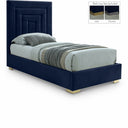Nora Velvet Upholstered Twin Bed - Blue
