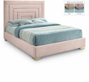Nora Velvet Upholstered Bed - Pink