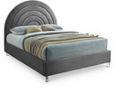 Rainbow Velvet Upholstered Bed - Grey