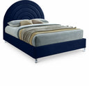 Rainbow Velvet Upholstered Bed - Blue