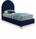 Rainbow Velvet Upholstered Twin Bed - Blue