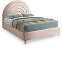 Rainbow Velvet Upholstered Bed - Pink