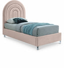 Rainbow Velvet Upholstered Twin Bed - Pink
