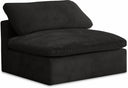 Cozy Velvet Upholstered Overstuffed Fiber Filled Comfort Comfort Armless Modular Chair - Black