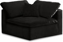 Cozy Velvet Upholstered Overstuffed Fiber Filled Comfort Comfort Corner Modular Chair - Black