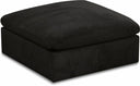 Cozy Velvet Upholstered Overstuffed Fiber Filled Comfort Comfort Modular Ottoman - Black