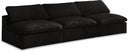 Cozy 117" Velvet Upholstered Overstuffed Fiber Filled Comfort Comfort 3pc. Armless Modular Sofa - Black