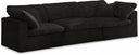Cozy 119" Velvet Upholstered Overstuffed Fiber Filled Comfort Comfort 3pc. Modular Sofa - Black
