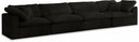 Cozy 158" Velvet Upholstered Overstuffed Fiber Filled Comfort Comfort 4pc. Modular Sofa - Black