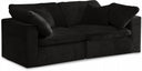 Cozy 80" Velvet Upholstered Overstuffed Fiber Filled Comfort Comfort 2pc. Modular Loveseat - Black