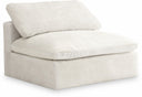 Cozy Velvet Upholstered Overstuffed Fiber Filled Comfort Comfort Armless Modular Chair - Cream