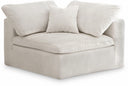 Cozy Velvet Upholstered Overstuffed Fiber Filled Comfort Comfort Corner Modular Chair - Cream
