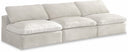 Cozy 117" Velvet Upholstered Overstuffed Fiber Filled Comfort Comfort 3pc. Armless Modular Sofa - Cream
