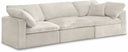 Cozy 119" Velvet Upholstered Overstuffed Fiber Filled Comfort Comfort 3pc. Modular Sofa - Cream