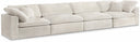 Cozy 158" Velvet Upholstered Overstuffed Fiber Filled Comfort Comfort 4pc. Modular Sofa - Cream