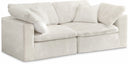 Cozy 80" Velvet Upholstered Overstuffed Fiber Filled Comfort Comfort 2pc. Modular Loveseat - Cream