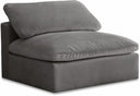 Cozy Velvet Upholstered Overstuffed Fiber Filled Comfort Comfort Armless Modular Chair - Grey