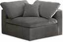 Cozy Velvet Upholstered Overstuffed Fiber Filled Comfort Comfort Corner Modular Chair - Grey