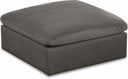 Cozy Velvet Upholstered Overstuffed Fiber Filled Comfort Comfort Modular Ottoman - Grey