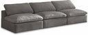 Cozy 117" Velvet Upholstered Overstuffed Fiber Filled Comfort Comfort 3pc. Armless Modular Sofa - Grey
